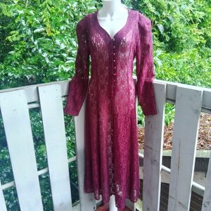Vintage 90s Floral Lace Grunge Long Maxi Dress